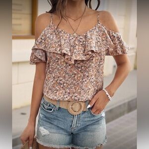 Boho tropical floral print cami top